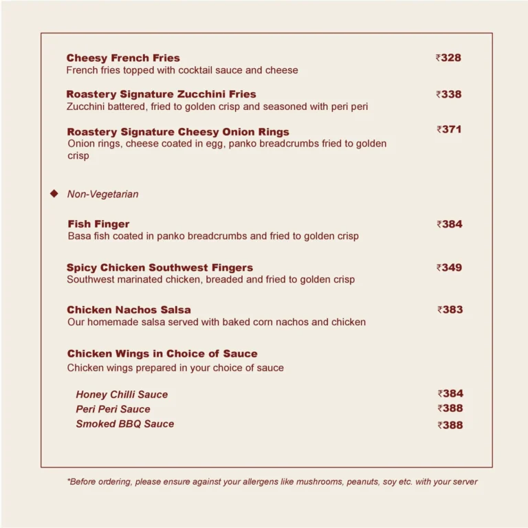 The Roastery Coffee House, Banjara Hills, Hyderabad — Menu page 11