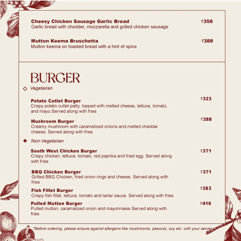 The Roastery Coffee House, Banjara Hills, Hyderabad — Menu page 9